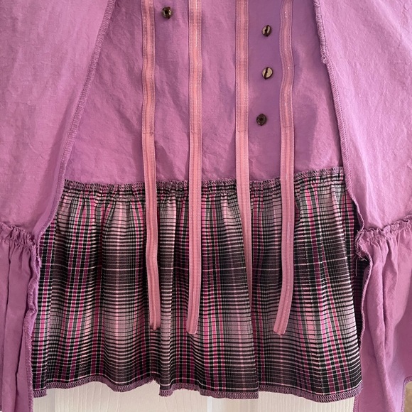 Lilac cotton skirt with ruffle ham, size M - Picture 3 of 8
